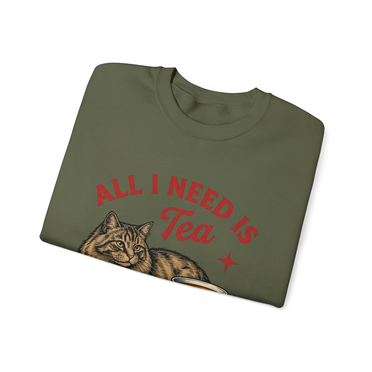 Cat Tea Cup Sweatshirt Cat Tea Gift Women Vintage Sweatshirt Kitty Sweatshirt Feline Fan Retro Sweatshirt Tea Infusion Graphic Hand Drawn Star Sweatshirt
