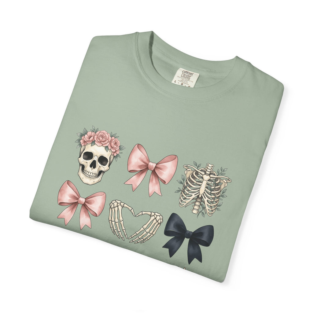 Skull Flower Halloween Dark Gift Watercolor Sugar Skull Horror Fan Gothic Dark Retro Bony T-Shirt