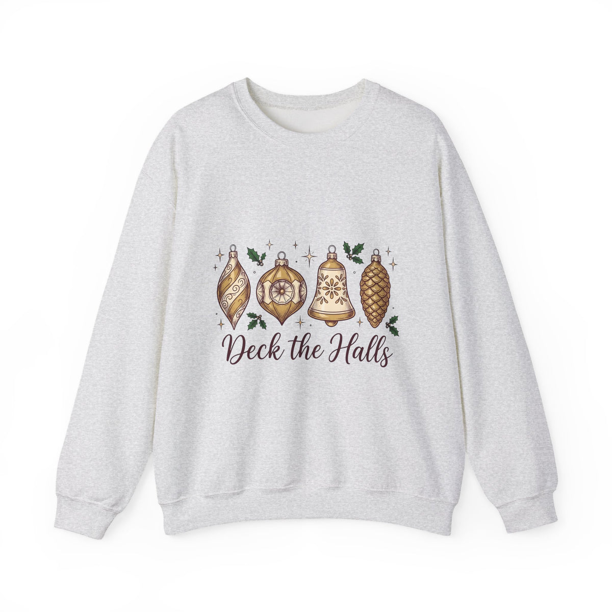Festive Ornaments Sweatshirt Christmas Event Gift Women Line Art Sweatshirt Baubles Sweatshirt Xmas Fan Illustration Graphic Sweatshirt Hand Painted Pine