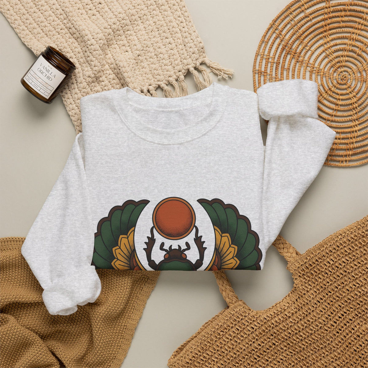 Beetle Bug Sweatshirt Boho Chic Chakra Gift Women Minimalist Sweatshirt Scarab Sweatshirt Bohemian Enthusiast Simple Sweatshirt Energy Graphic Hand Drawn Sun