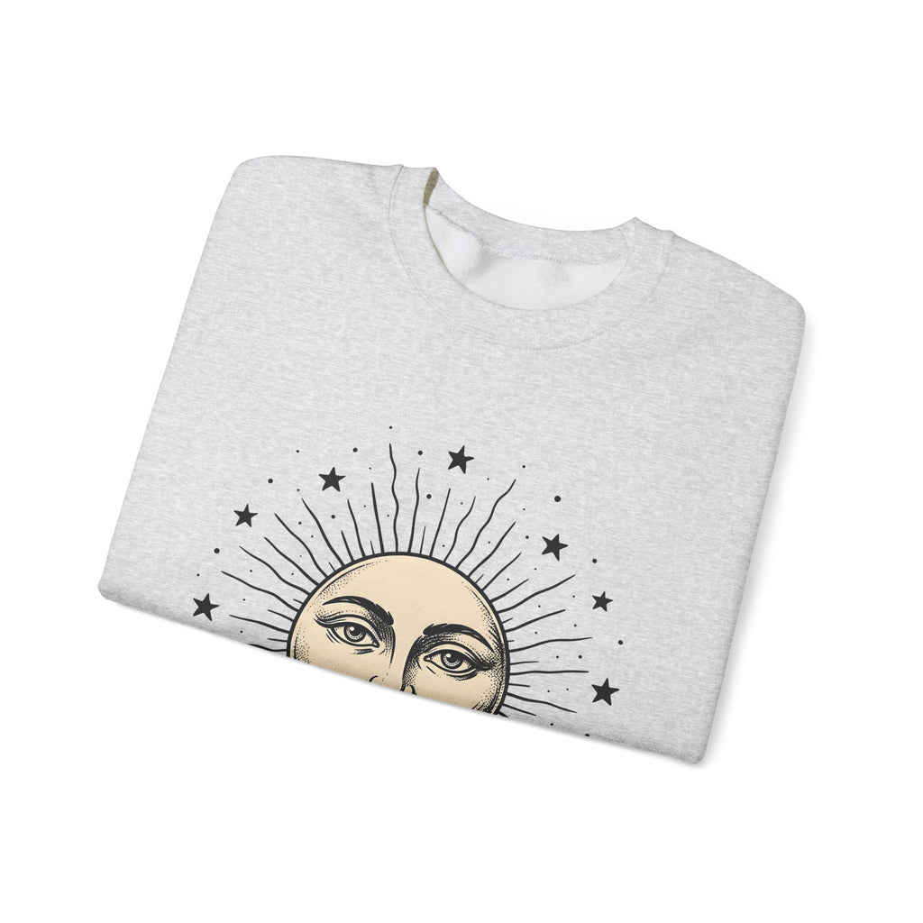 Sun Face Sweatshirt Boho Chic Space Gift Women Rustic Sweatshirt Sun Sweatshirt Hippie Fan Bohemian Sweatshirt Galaxy Graphic Line Art Stars Sweatshirt