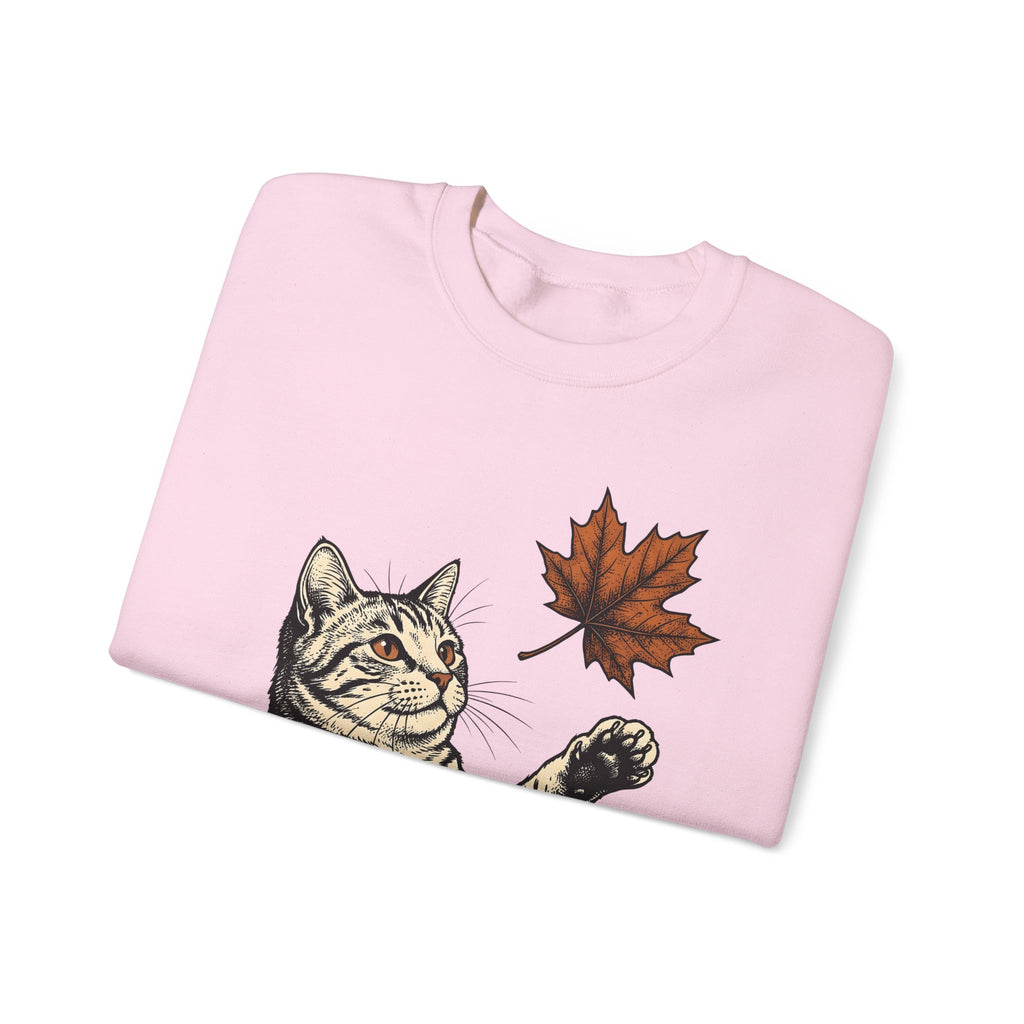 Tabby Cat Sweatshirt Cat Autumn Gift Women Vintage Sweatshirt Kitty Sweatshirt Feline Fan Retro Sweatshirt Fall Graphic Hand Drawn Maple Leaf Sweatshirt