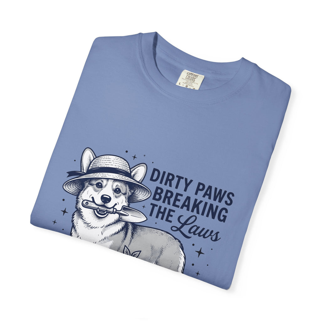 Corgi Canine T-Shirt Dog Horticulture Gift Women Old School T-Shirt Dog T-Shirt Dog Fan Puppy T-Shirt Gardening Graphic Outline Hand Shovel T-Shirt