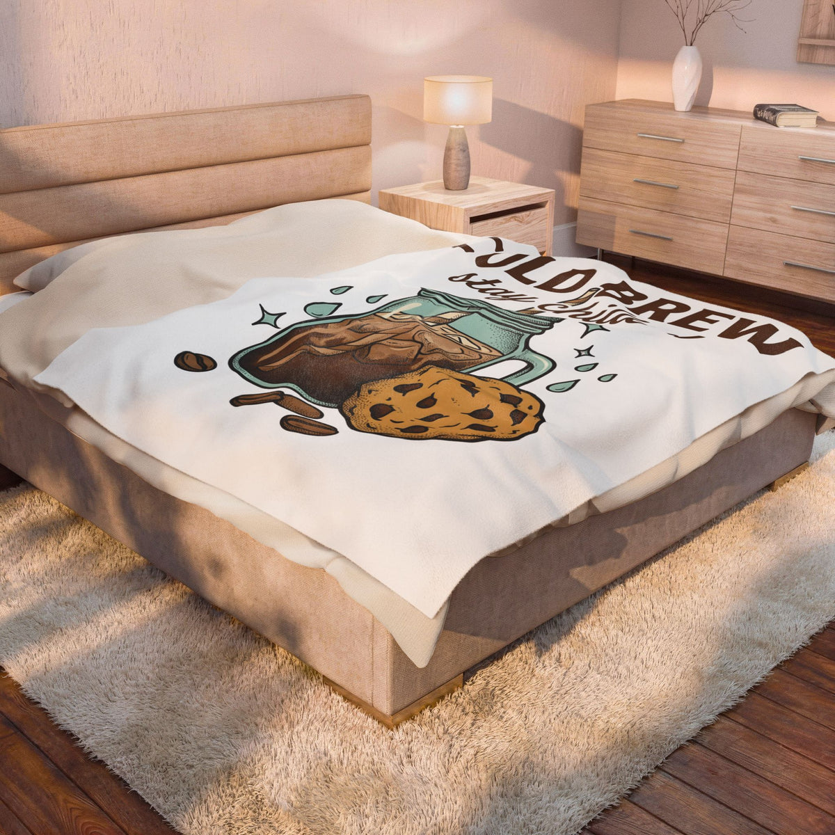 Iced Coffee Cookie Blanket Coffee Foodie Gift Women Hand Drawn Blanket Coffee Cookie Blanket Coffee Fan Illustrated Blanket Food Graphic Vintage