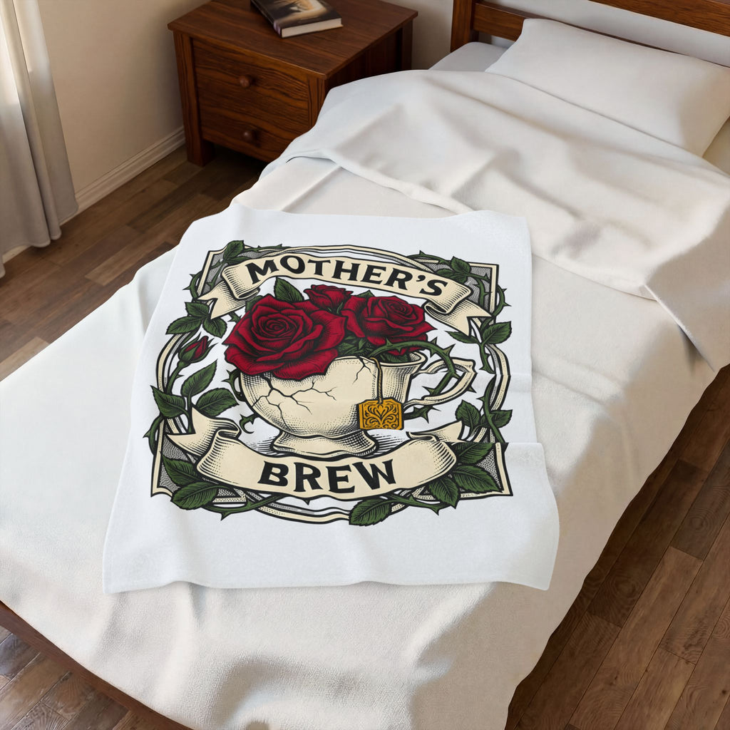 Teacup Blossoms Blanket Moms Bouquet Gift Women Hand Painted Blanket Flower Blanket Mother Fan Floral Blanket Floral Graphic Doodle Tea Sachet