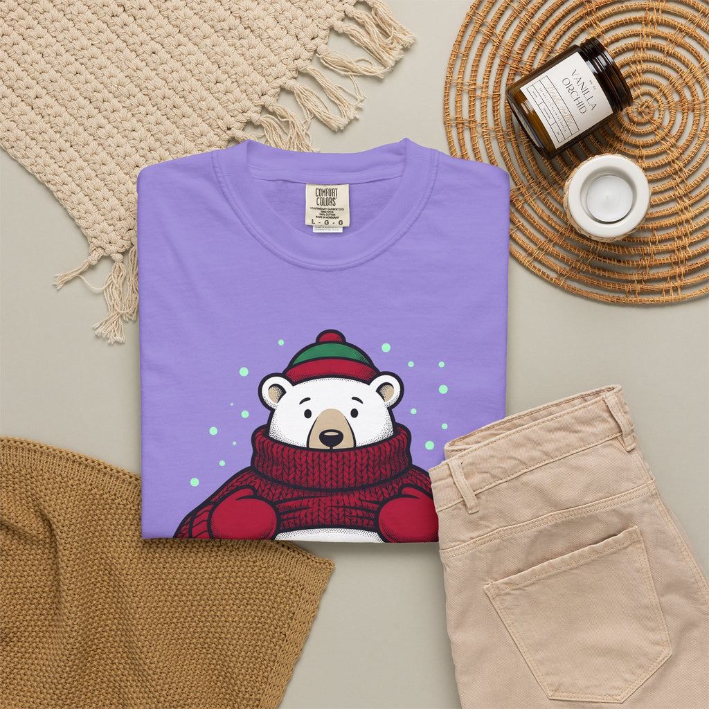Polar Bear Sweater T-Shirt Christmas Animal Gift Women Cartoon T-Shirt Ursa T-Shirt Xmas Fan Toon T-Shirt Wildlife Graphic Vintage Winter Hat
