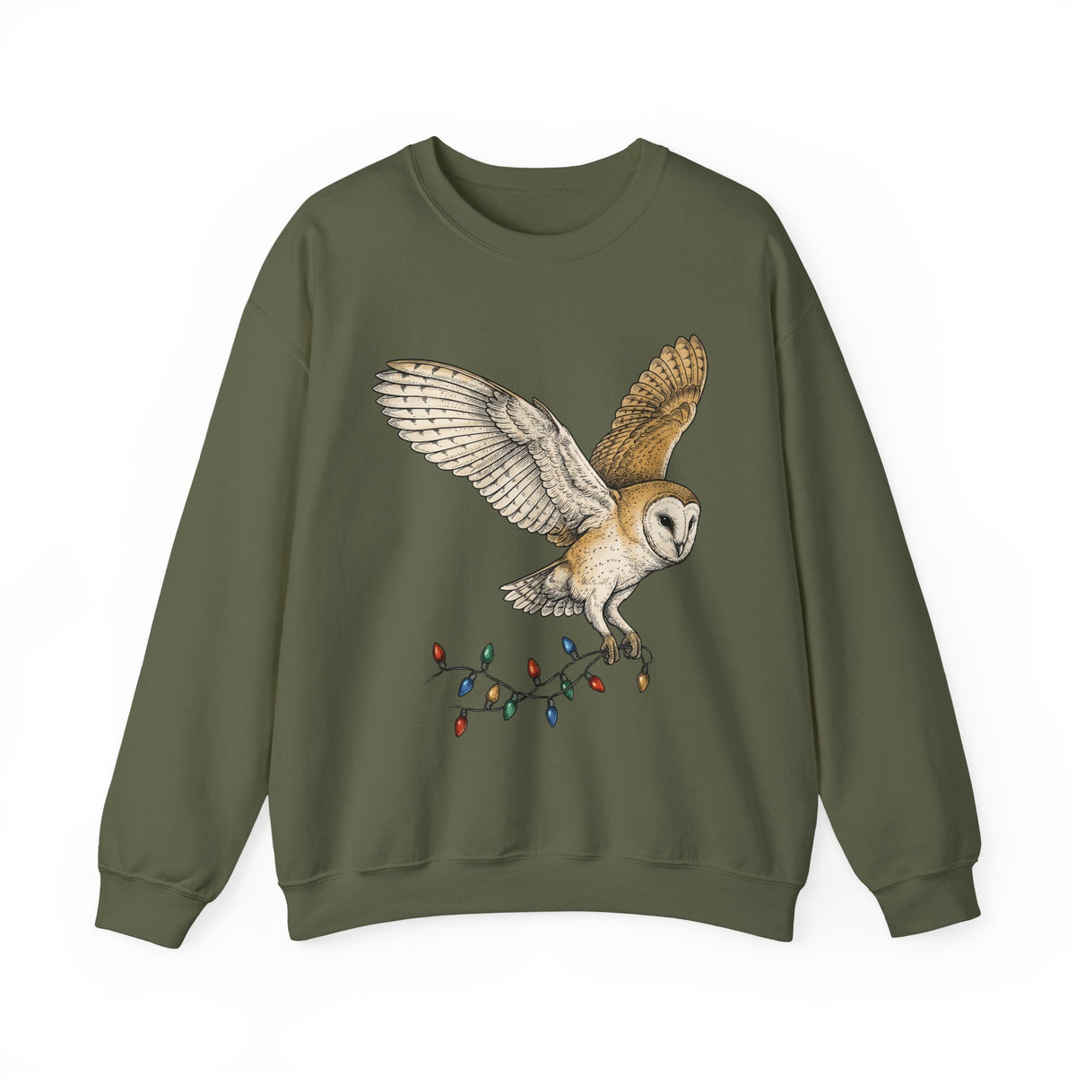 Barn Owl Sweatshirt Christmas Pets Gift Women Cartoon Sweatshirt Owl Sweatshirt Xmas Fan Owl Sweatshirt Animal Graphic Classic Globe Lights Sweatshirt