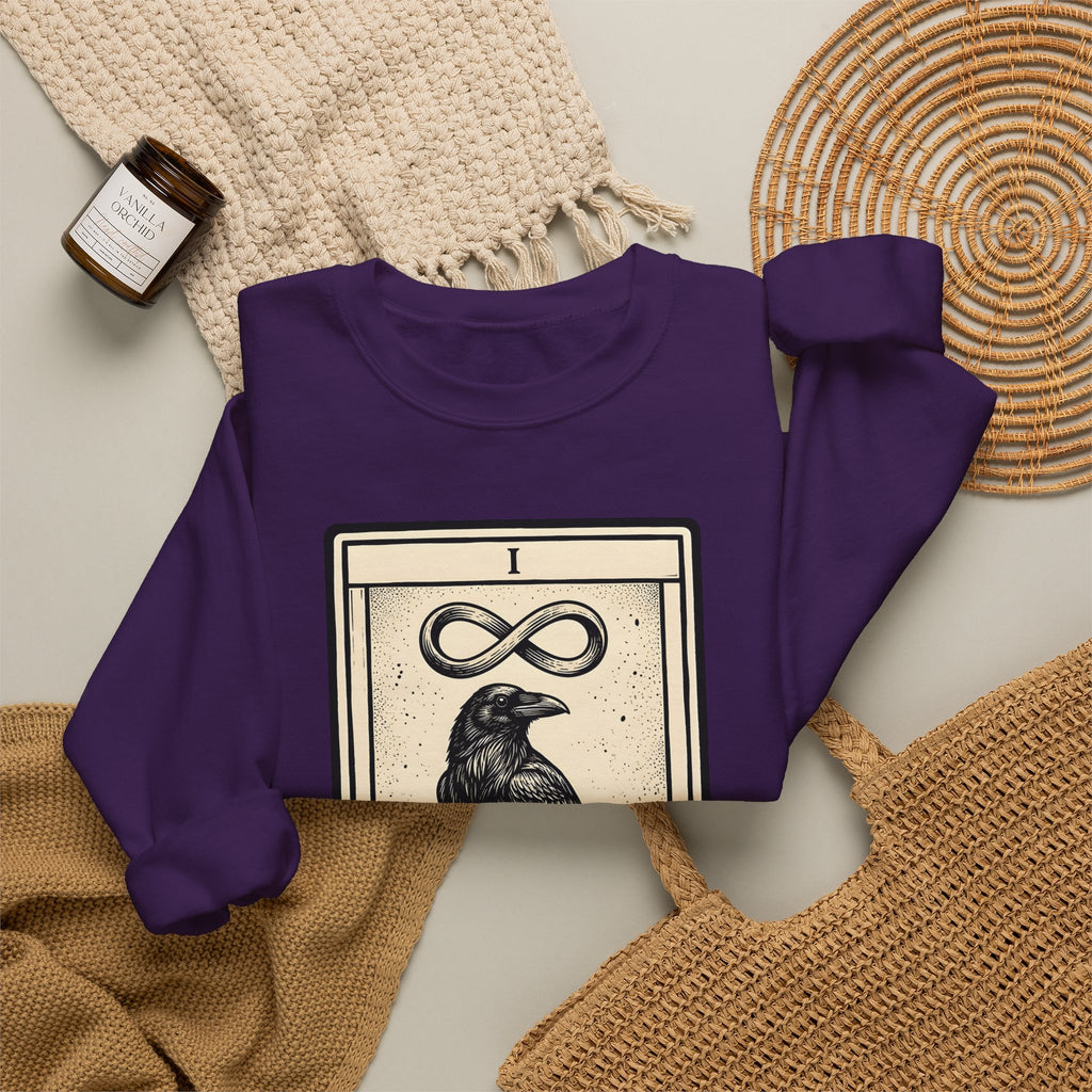 Raven Tarot Deck Sweatshirt Boho Chic Occult Gift Women Old School Sweatshirt Tarot Card Sweatshirt Bohemian Fan Vintage Sweatshirt Mystical Graphic Enchanted