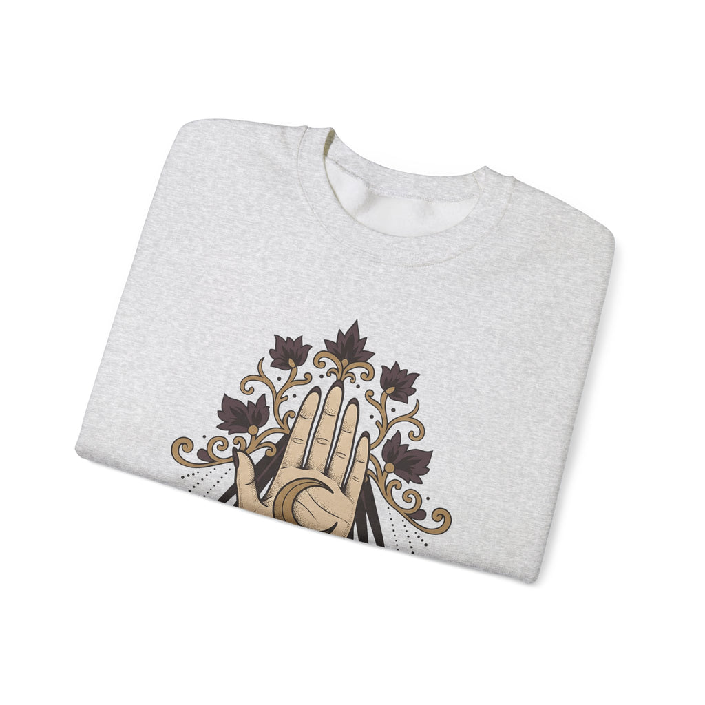 Magical Palm Sweatshirt Boho Chic Metaphysical Gift Women Bohemian Sweatshirt Palmistry Sweatshirt Boho Fan Hippie Sweatshirt Spiritual Graphic Retro Half Moon