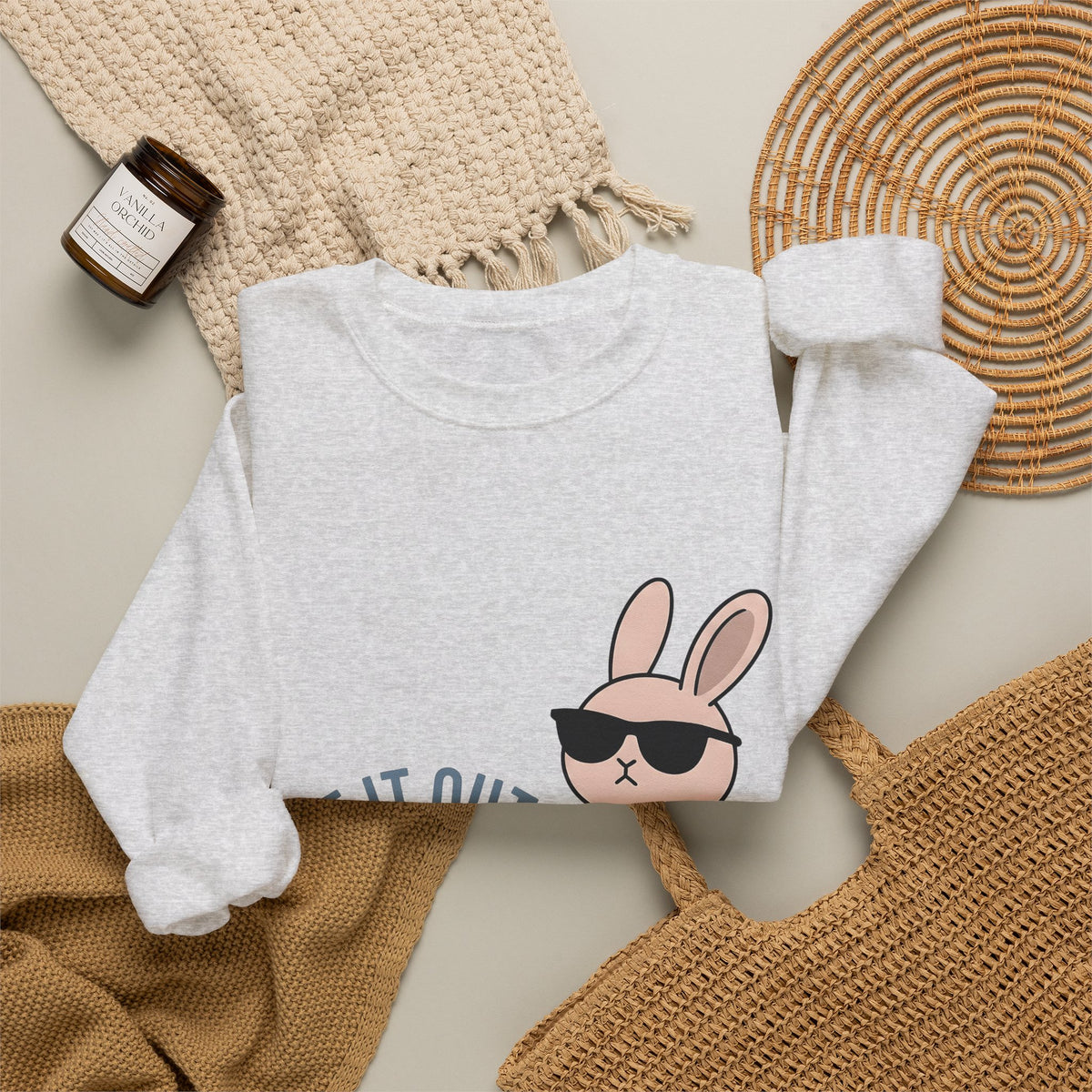 Bunny Sunglasses Sweatshirt Teacher Humor Gift Women Cartoon Sweatshirt Rabbit Shades Sweatshirt Educator Enthusiast Comic Sweatshirt Funny Graphic Minimalist