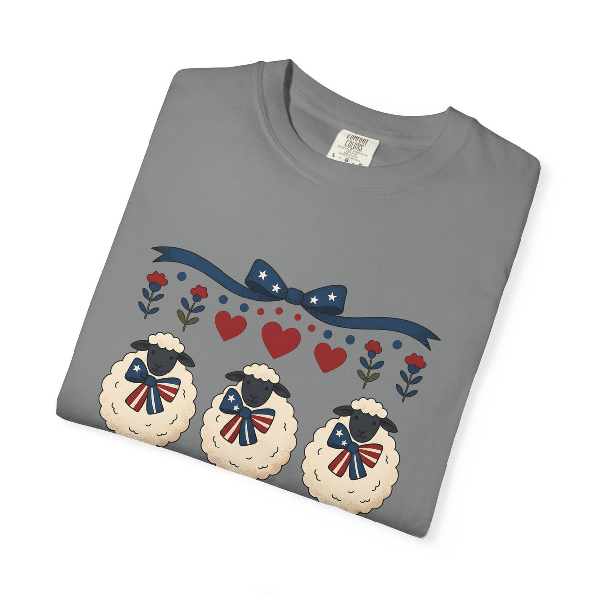 Usa Lamb T-Shirt 4th Of July Fauna Gift Women Handmade T-Shirt Lamb T-Shirt Patriot Fan Handmade T-Shirt Wildlife Graphic Old School Valentine