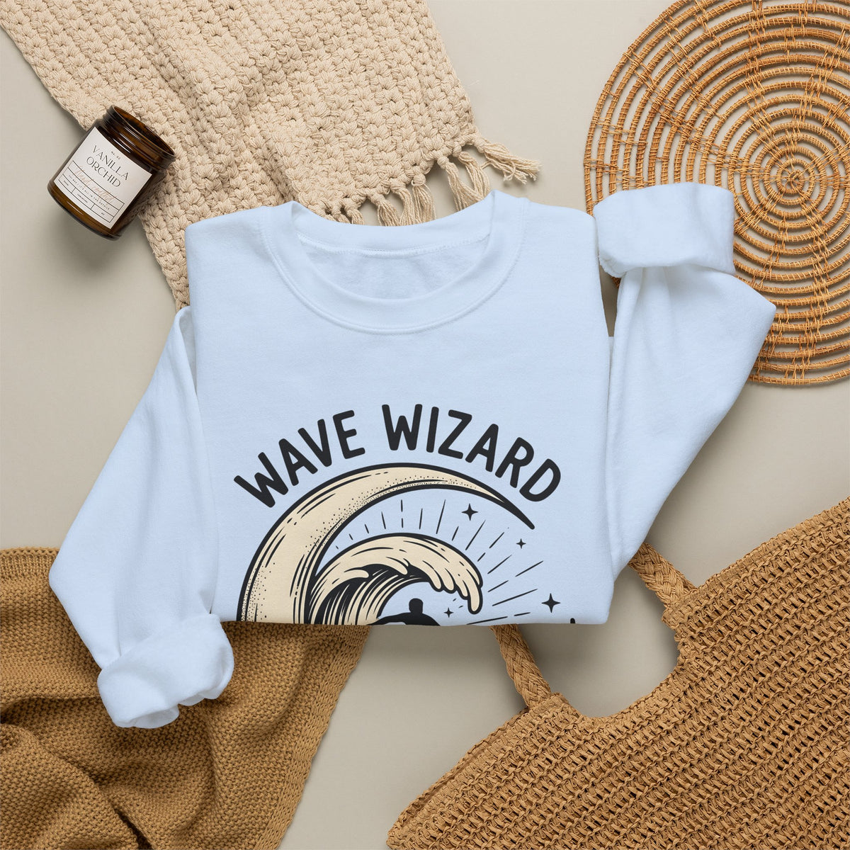 Surf Break Sweatshirt Surfing Coast Gift Women Hand Drawn Sweatshirt Wave Sweatshirt Surfer Fan Beach Graphic Illustration Line Art Star Motifs Sweatshirt