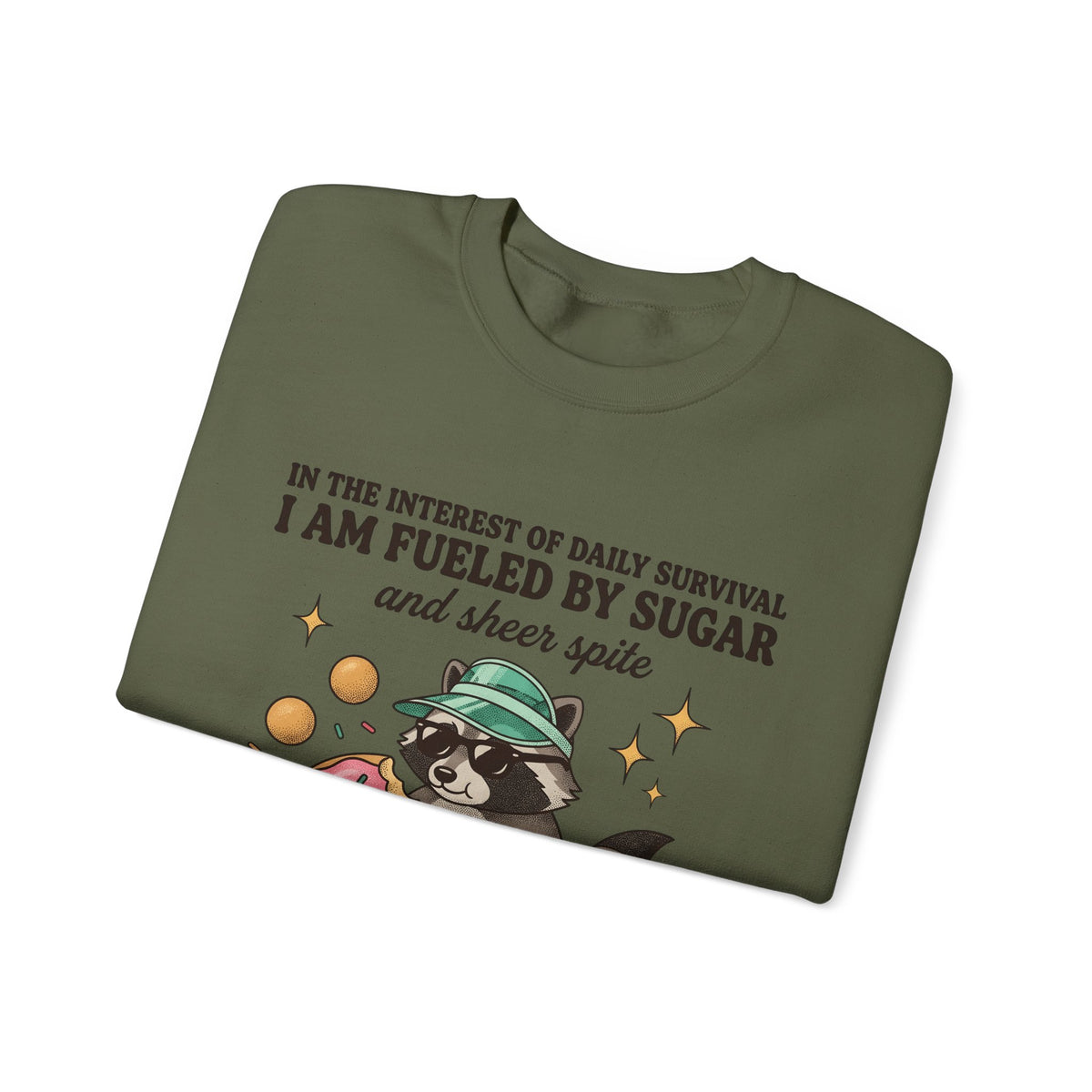 Raccoon Pastry Sweatshirt Desserts Wildlife Gift Women Comic Sweatshirt Pastry Chef Sweatshirt Sweets Fan Cartoon Sweatshirt Animal Graphic Vintage Candy Dots