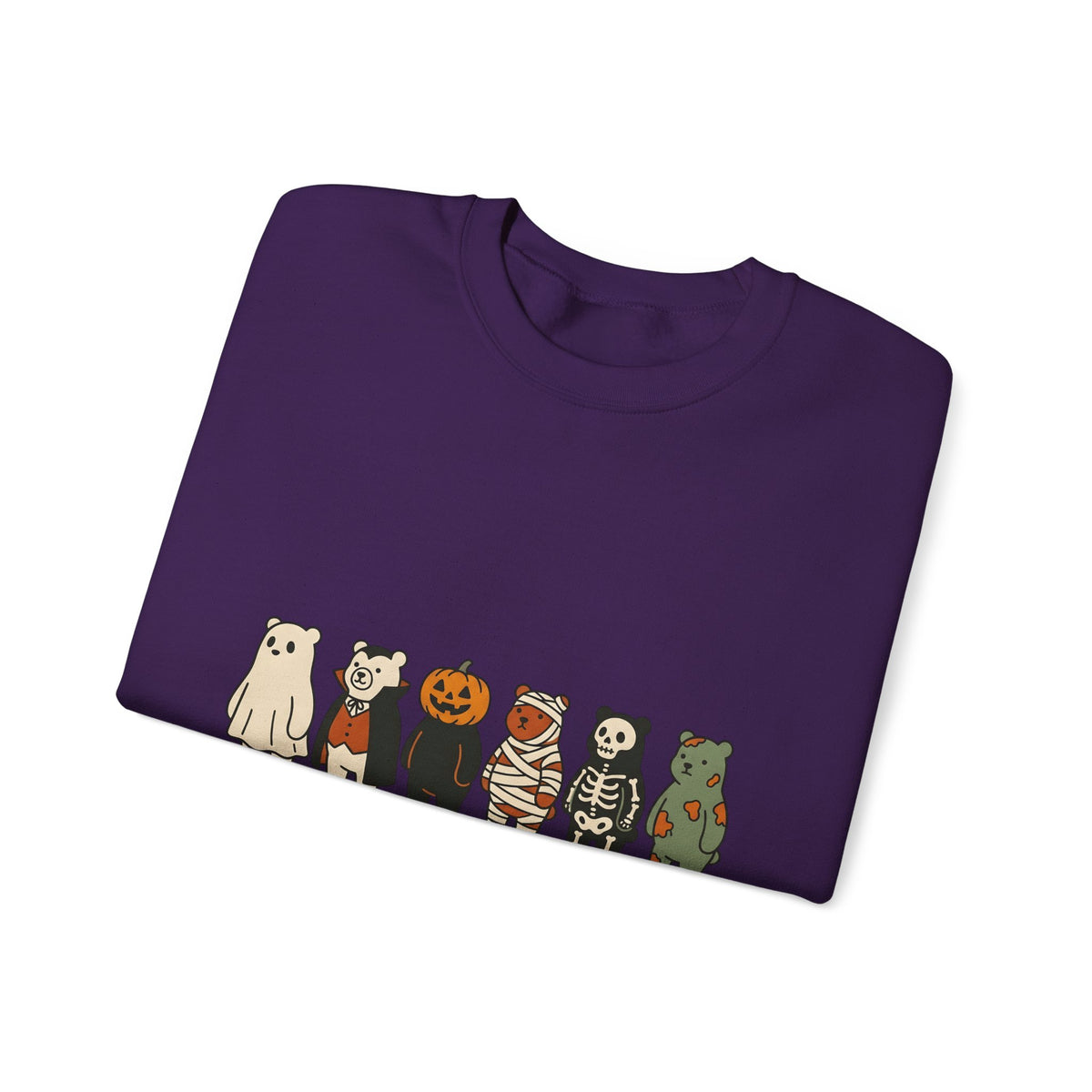 Bear Outfit Sweatshirt Halloween Wildlife Gift Women Comic Sweatshirt Teddy Sweatshirt Halloween Fan Cartoon Sweatshirt Animal Graphic Chibi Jack-O-Lantern