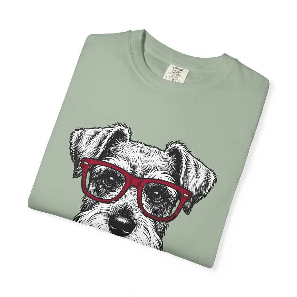 Schnauzer Pet T-Shirt Dog Critters Gift Women Line Art T-Shirt Dog T-Shirt Dog Fan Dog Graphic Dog Graphic Cartoon Spectacles T-Shirt