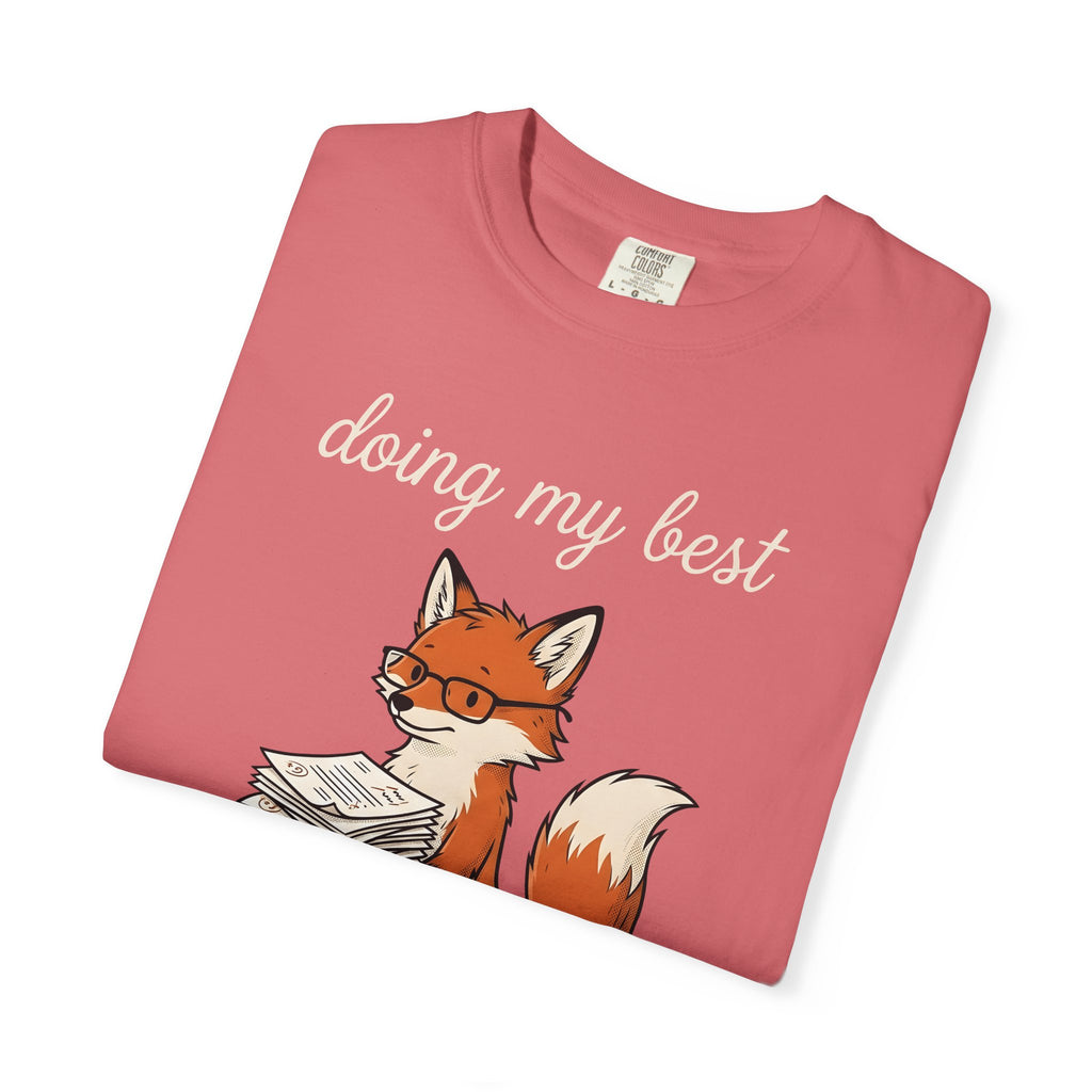 Fox Glasses T-Shirt Teacher Animal Gift Women Cute T-Shirt Spectacles T-Shirt Educator Enthusiast Adorable T-Shirt Wildlife Graphic Hand Drawn