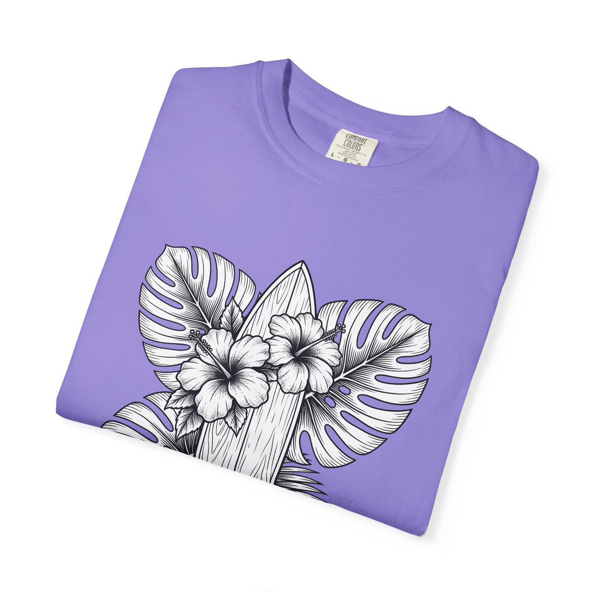 Surfboard Petals T-Shirt Surfing Shore Gift Women Drawing T-Shirt Surfboards T-Shirt Surfer Fan Illustration Graphic Nature Flower T-Shirt