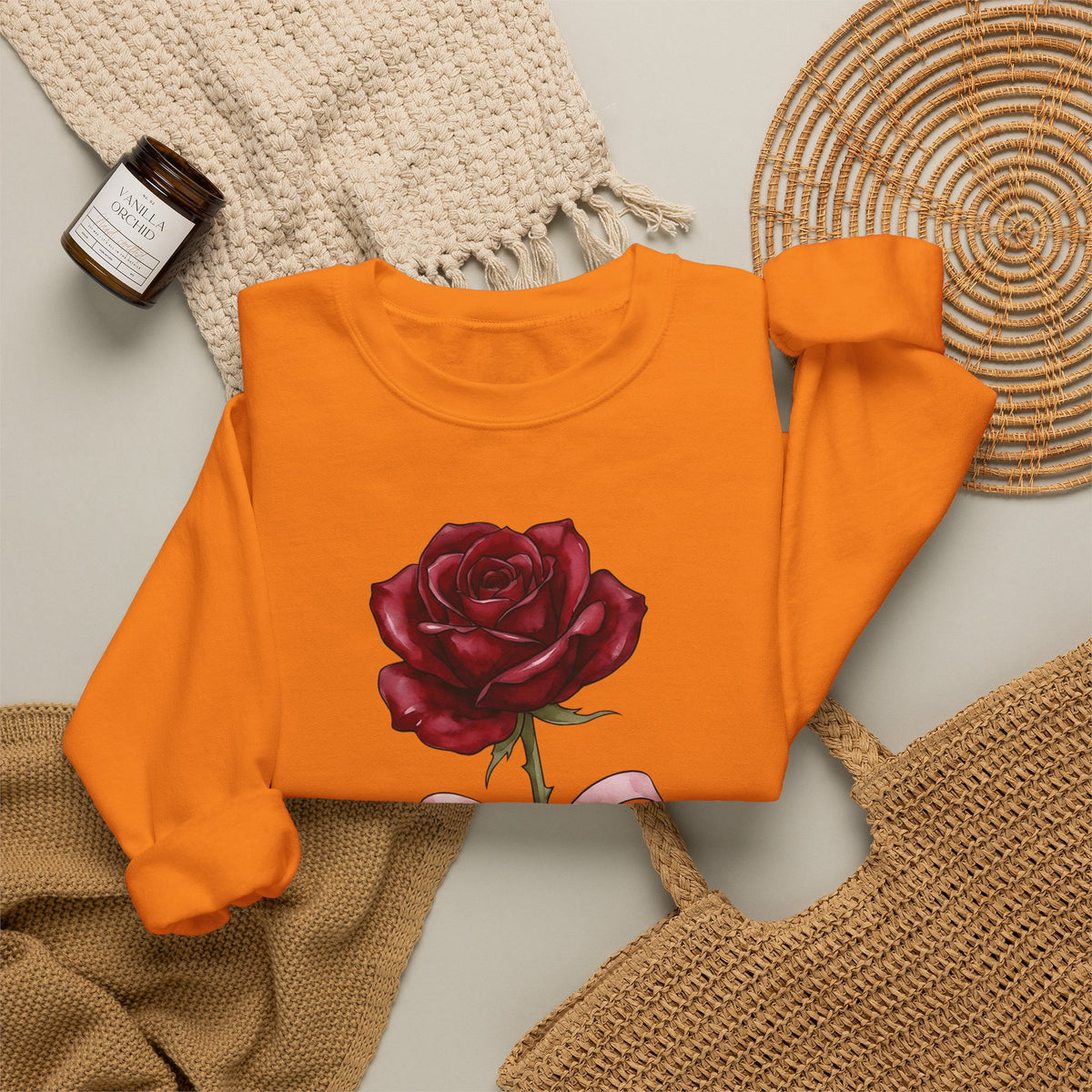 Rose Flower Sweatshirt Floral Romantic Gift Women Watercolor Sweatshirt Flower Sweatshirt Floral Fan Painted Sweatshirt Lovely Graphic Hand Drawn Bow Sweatshirt