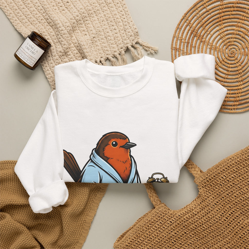 Avian Robe Sweatshirt Funny Creature Gift Women Animated Sweatshirt Bird Sweatshirt Humor Fan Cartoon Sweatshirt Beast Graphic Old School Alarm Sweatshirt