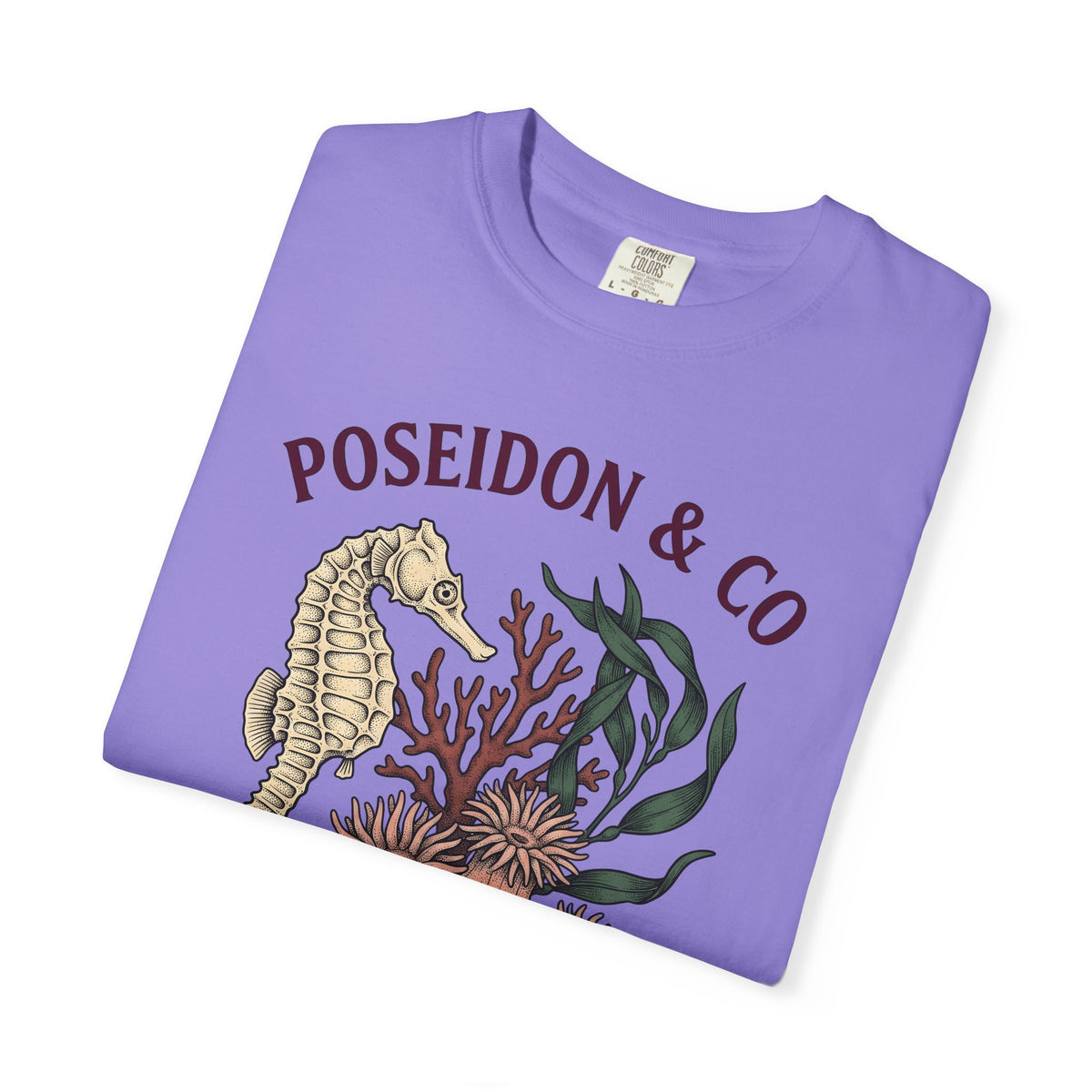 Seahorse Ocean Coastal Gift Old School Seahorse Marine Fan Sea Creature Coastal Ink T-Shirt