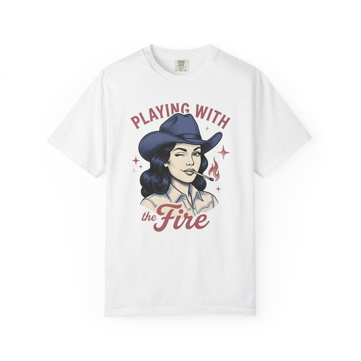 Cowgirl Portrait Cowgirl Western Gift Vintage Cowboy Rodeo Fan Rustic Retro Matchstick T-Shirt