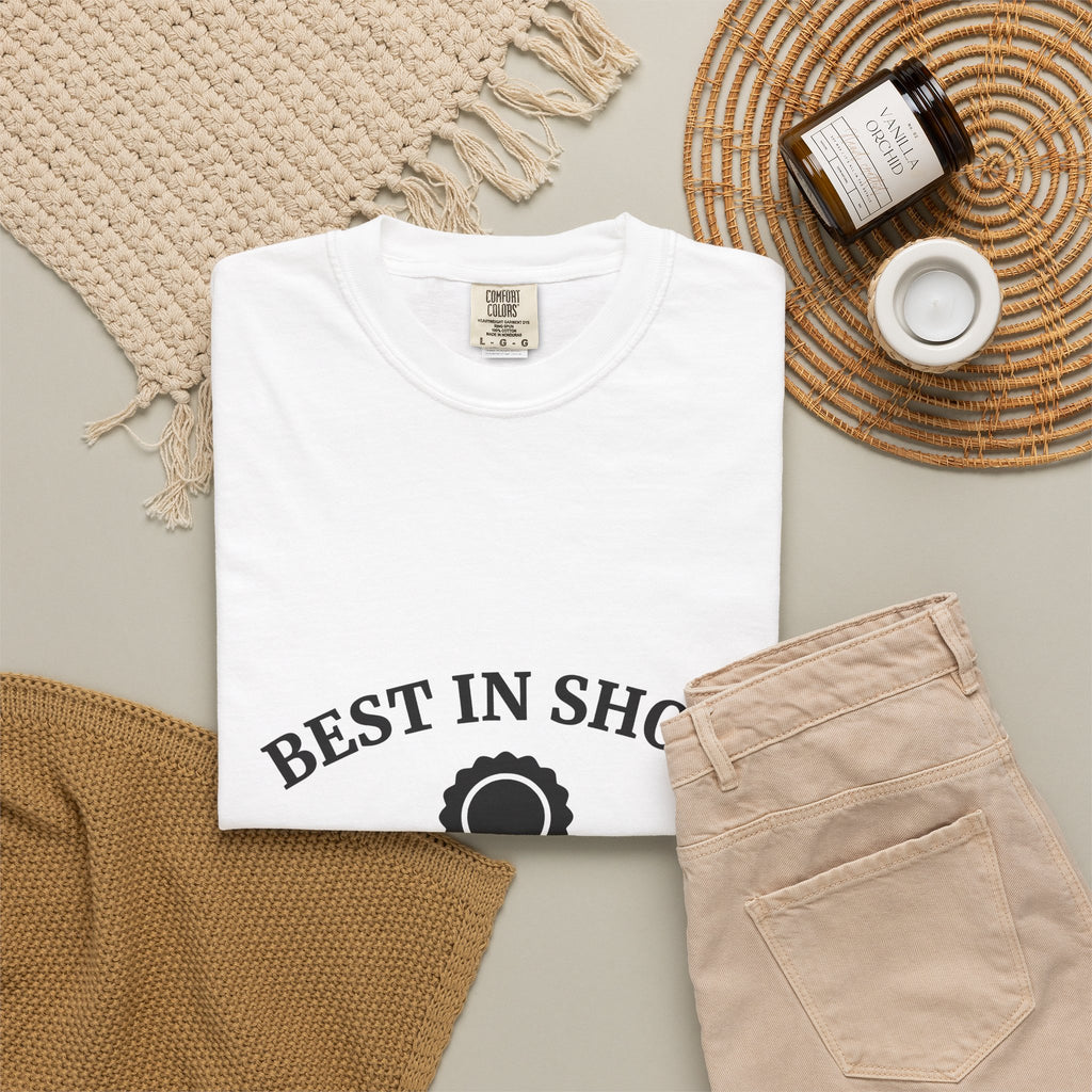 Award Ribbon T-Shirt Dog Competition Gift Women Minimalist T-Shirt Rosette T-Shirt Dog Fan Simple T-Shirt Championship Graphic Retro Badge T-Shirt