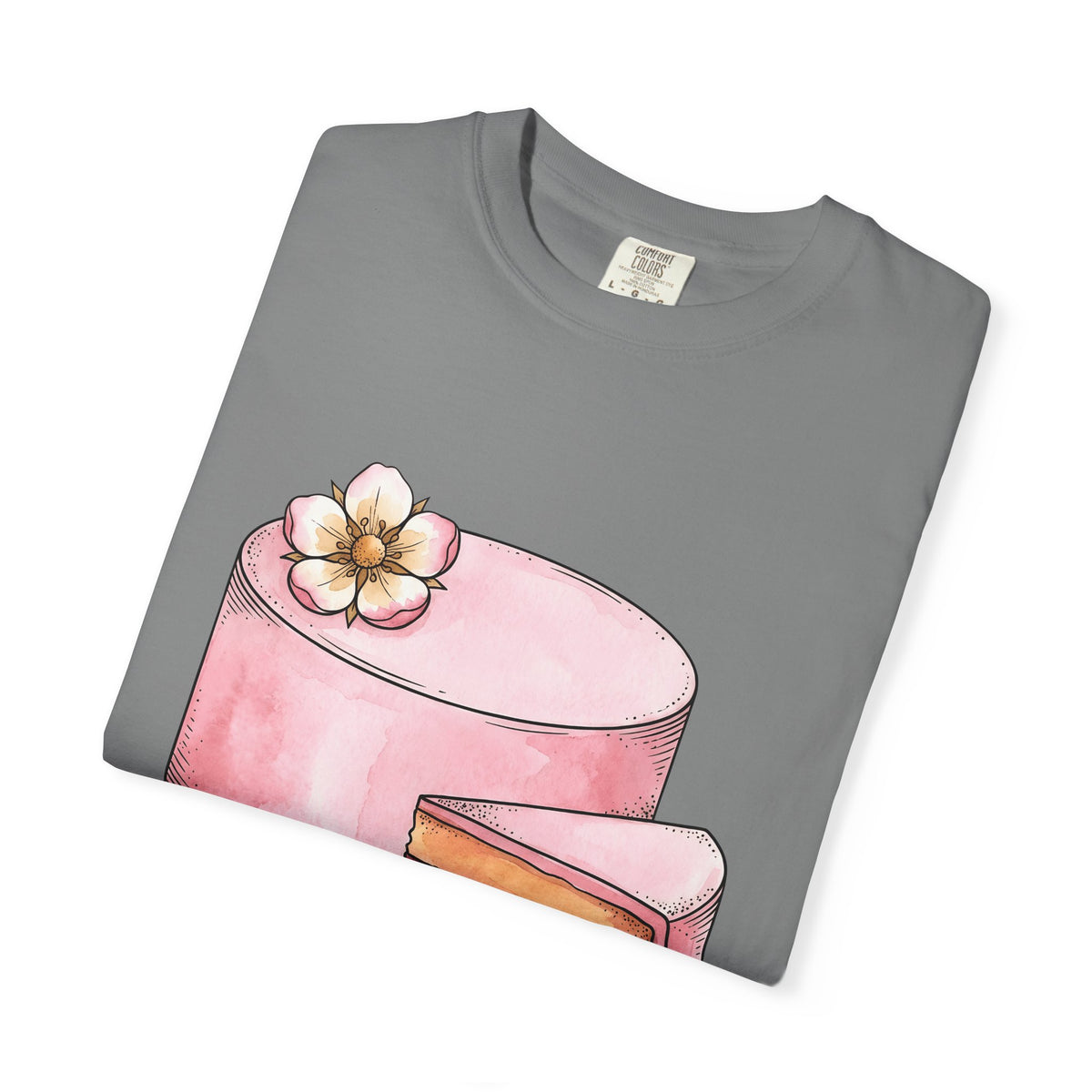 Layered Cake T-Shirt Desserts Pastries Gift Women Illustration T-Shirt Cake T-Shirt Sweets Fan Drawing Design Line Art Floral T-Shirt