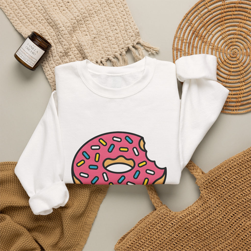 Donut Drawing Sweatshirt Desserts Cuisine Gift Women Charming Sweatshirt Doughnut Sweatshirt Pastry Fan Cartoon Sweatshirt Food Graphic Animation Candy Sweatshirt