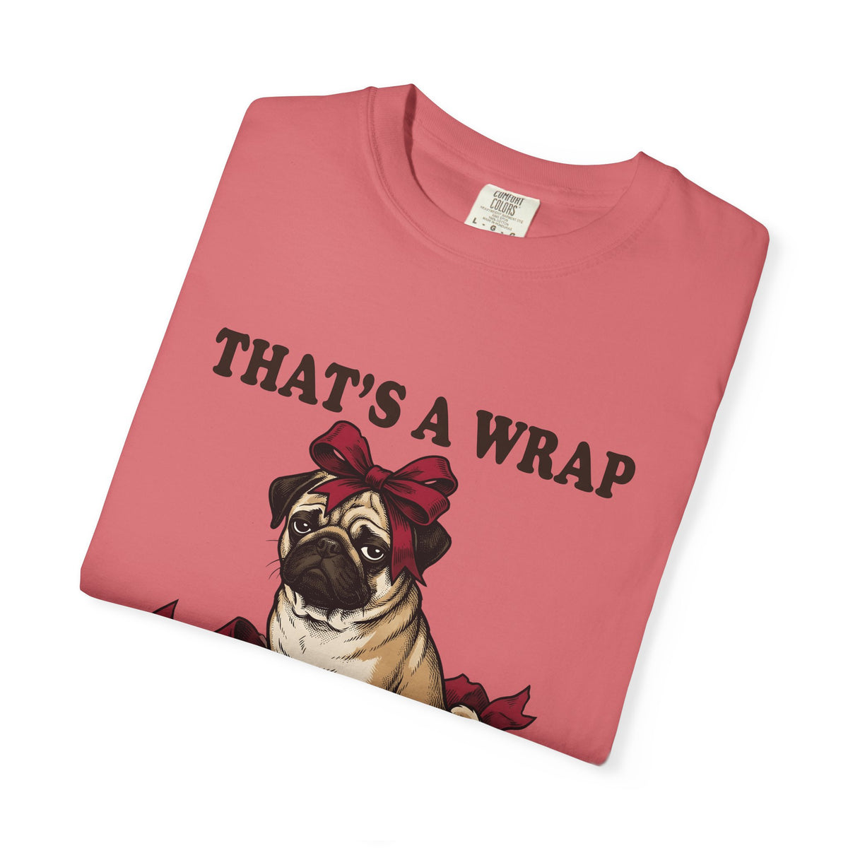 Pug Dog T-Shirt Christmas Pet Gift Women Vintage T-Shirt Puggle T-Shirt Xmas Fan Retro T-Shirt Animal Graphic Hand Drawn Gift Bow T-Shirt