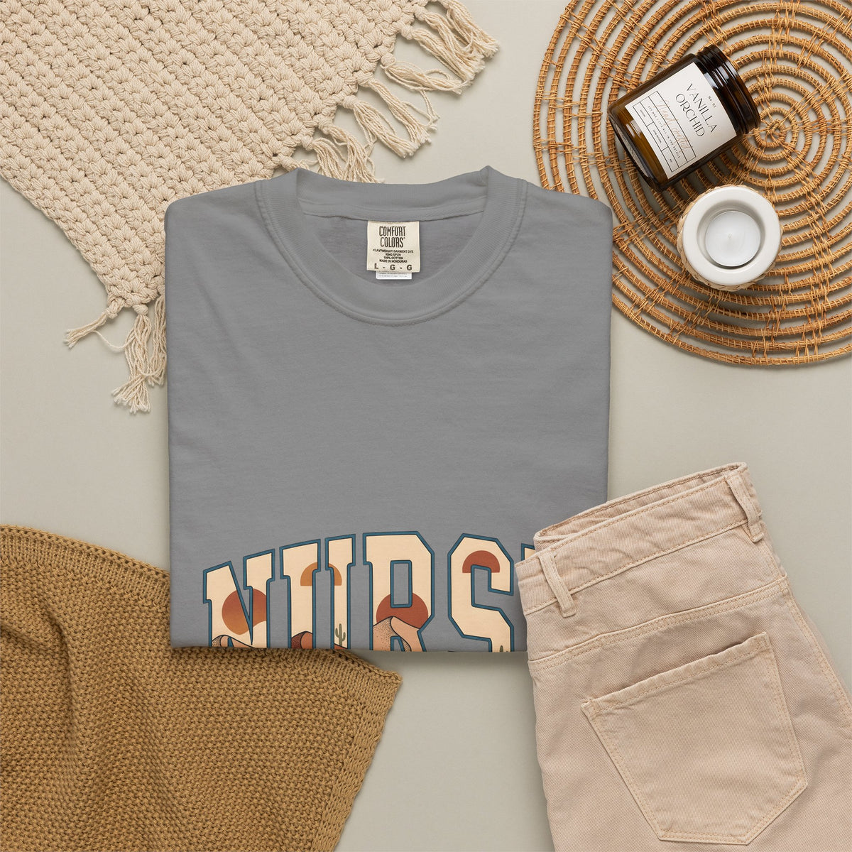 Desert Landscape Text T-Shirt Nurse Western Gift Women Boho T-Shirt Desert Text T-Shirt Rn Fan Hippie T-Shirt Cowboy Graphic Retro Cactus T-Shirt