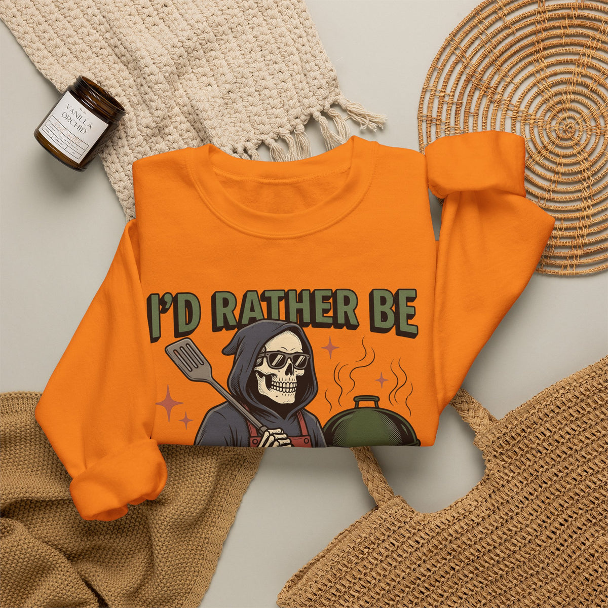 Skull Cook Sweatshirt Grilling Joke Gift Women Comic Sweatshirt Skeleton Sweatshirt Barbecue Fan Cartoon Sweatshirt Pun Graphic Retro Barbeque Sweatshirt