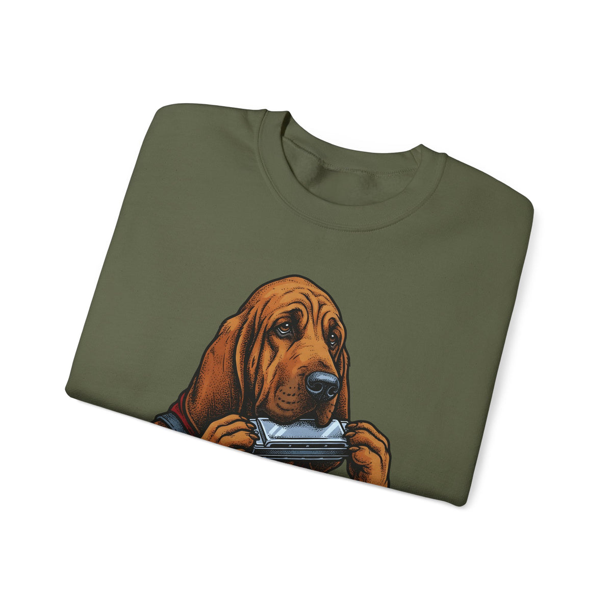 Bloodhound Canine Sweatshirt Dog Songs Gift Women Rustic Sweatshirt Hound Sweatshirt Dog Fan Coonhound Graphic Sweatshirt Cartoon Mouth Harp Sweatshirt
