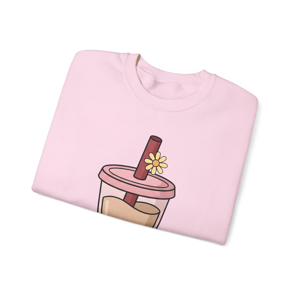 Boba Tea Sweatshirt Drinks Cuisine Gift Women Cute Sweatshirt Bubble Tea Sweatshirt Beverage Fan Milk Tea Sweatshirt Food Graphic Simple Blossom Sweatshirt