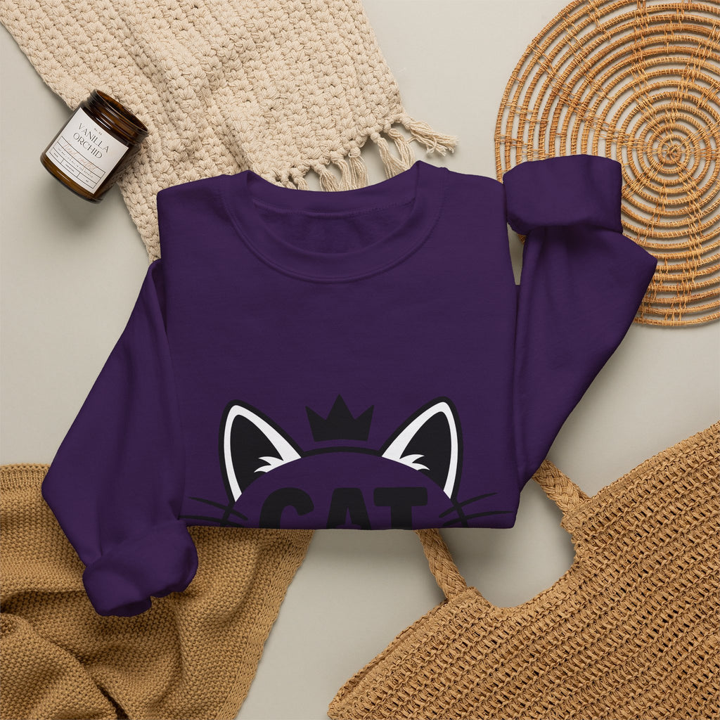 Cat Head Sweatshirt Cat Satire Gift Women Bright Graphic Sweatshirt Kitty Sweatshirt Cat Fan Feline Sweatshirt Parody Graphic Pared-Down Headpiece Sweatshirt