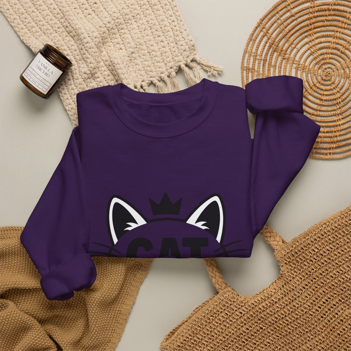 Cat Head Sweatshirt Cat Satire Gift Women Bright Graphic Sweatshirt Kitty Sweatshirt Cat Fan Feline Sweatshirt Parody Graphic Pared-Down Headpiece Sweatshirt