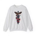 Death Moth Dagger Sweatshirt Boho Chic Gothic Gift Women Tattoo Sweatshirt Dagger Sweatshirt Bohemian Fan Ink Sweatshirt Dark Graphic Vintage Ribbon Sweatshirt
