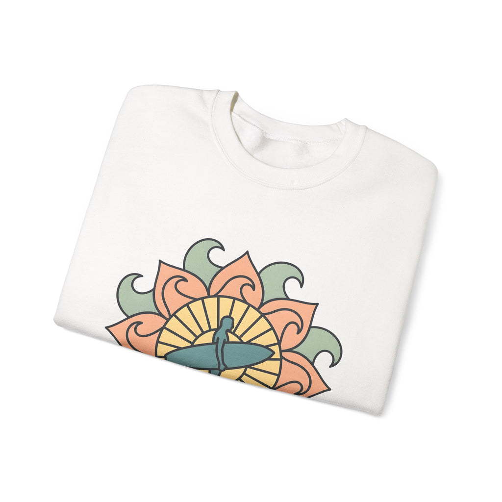 Surfer Outline Sweatshirt Sports Ocean Gift Women Hippie Sweatshirt Surfer Sweatshirt Athlete Fan Marine Graphic Sweatshirt Simple Floral Circle Sweatshirt