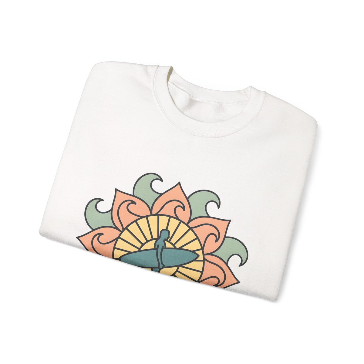 Surfer Outline Sweatshirt Sports Ocean Gift Women Hippie Sweatshirt Surfer Sweatshirt Athlete Fan Marine Graphic Sweatshirt Simple Floral Circle Sweatshirt