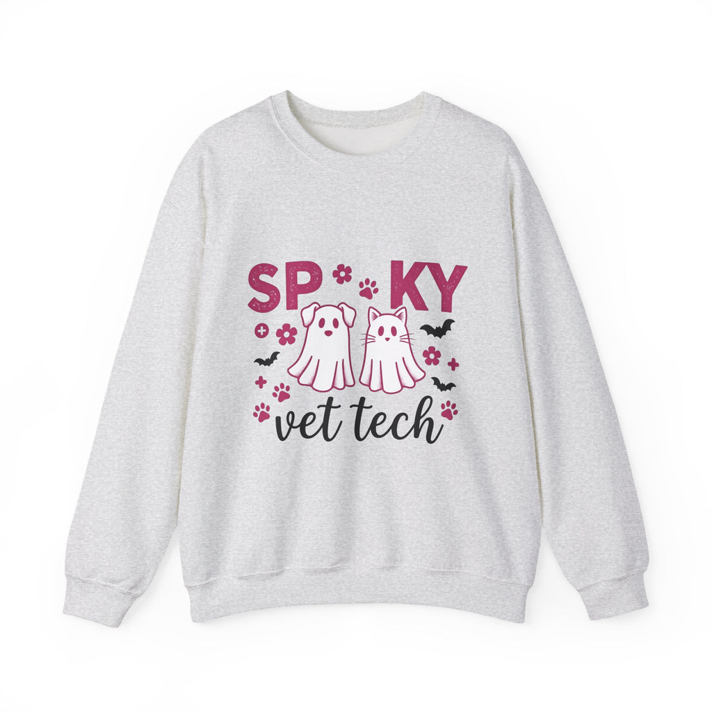 Spooky Dog Cat Sweatshirt Vet Tech Holiday Gift Women Adorable Sweatshirt Halloween Cat Sweatshirt Veterinary Technician Fan Cute Sweatshirt Christmas Graphic