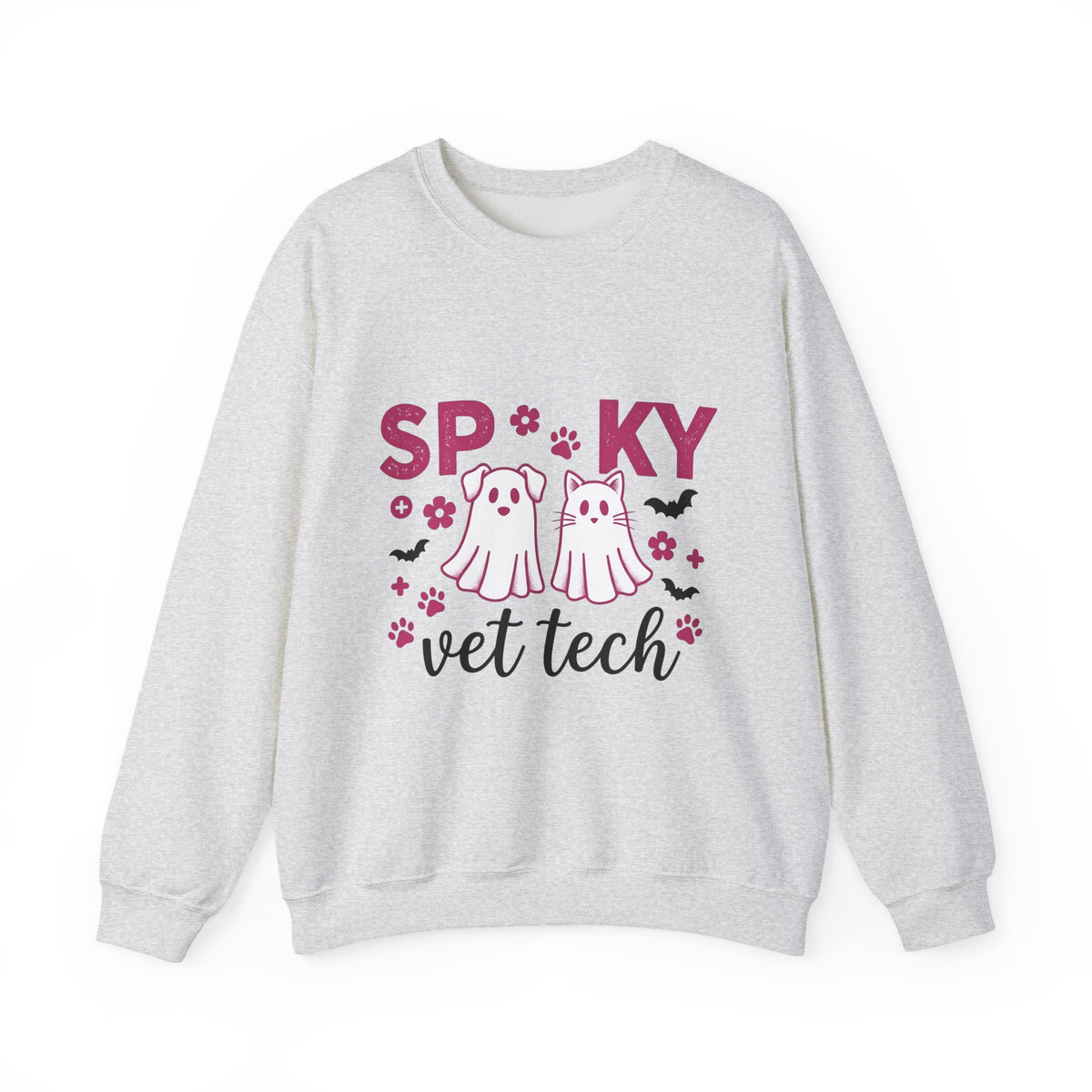 Spooky Dog Cat Sweatshirt Vet Tech Holiday Gift Women Adorable Sweatshirt Halloween Cat Sweatshirt Veterinary Technician Fan Cute Sweatshirt Christmas Graphic