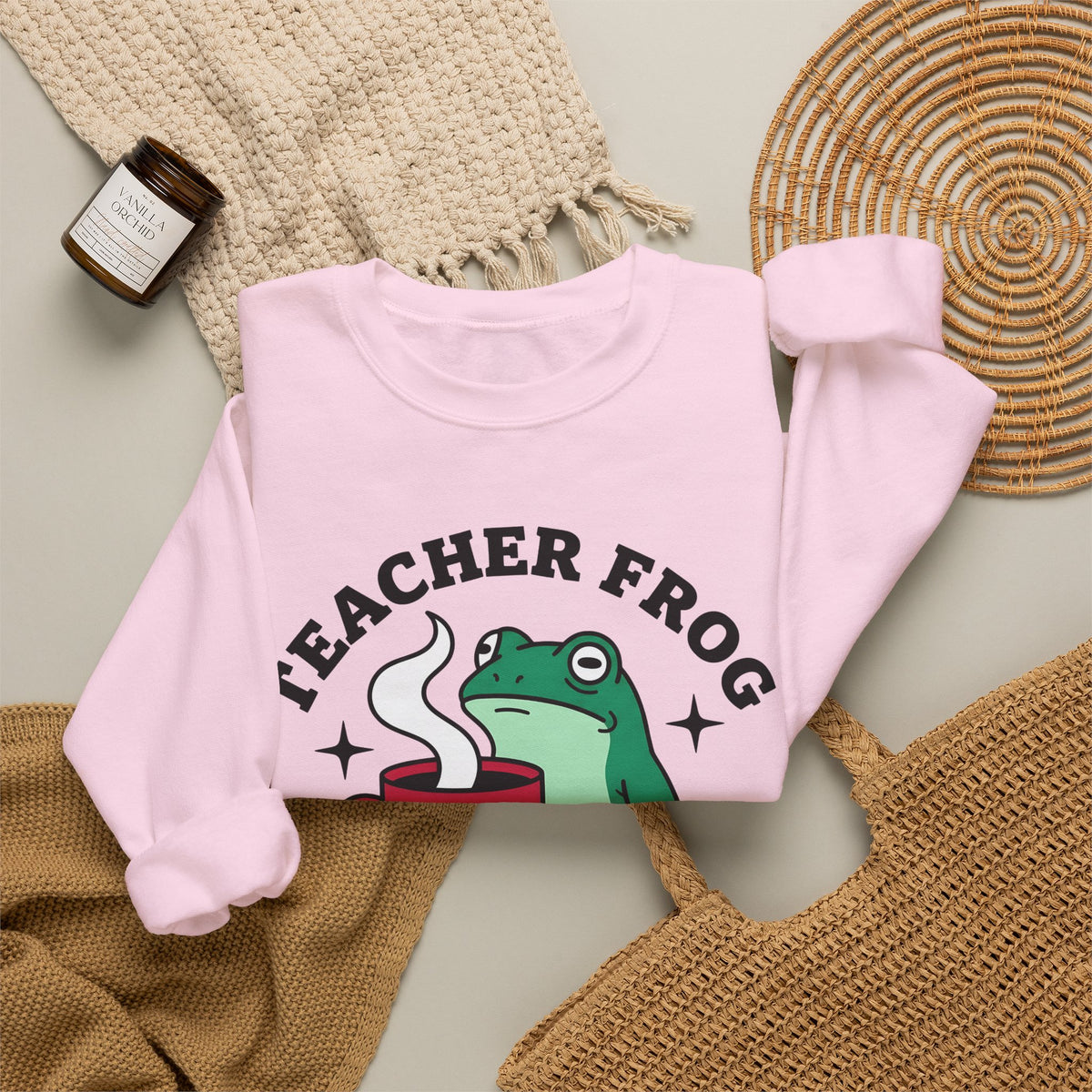 Frog Coffee Cup Sweatshirt Teachers Latte Gift Women Kawaii Sweatshirt Coffee Sweatshirt Sweatshirt Educator Enthusiast Coffee Sweatshirt Cappuccino Graphic Classic
