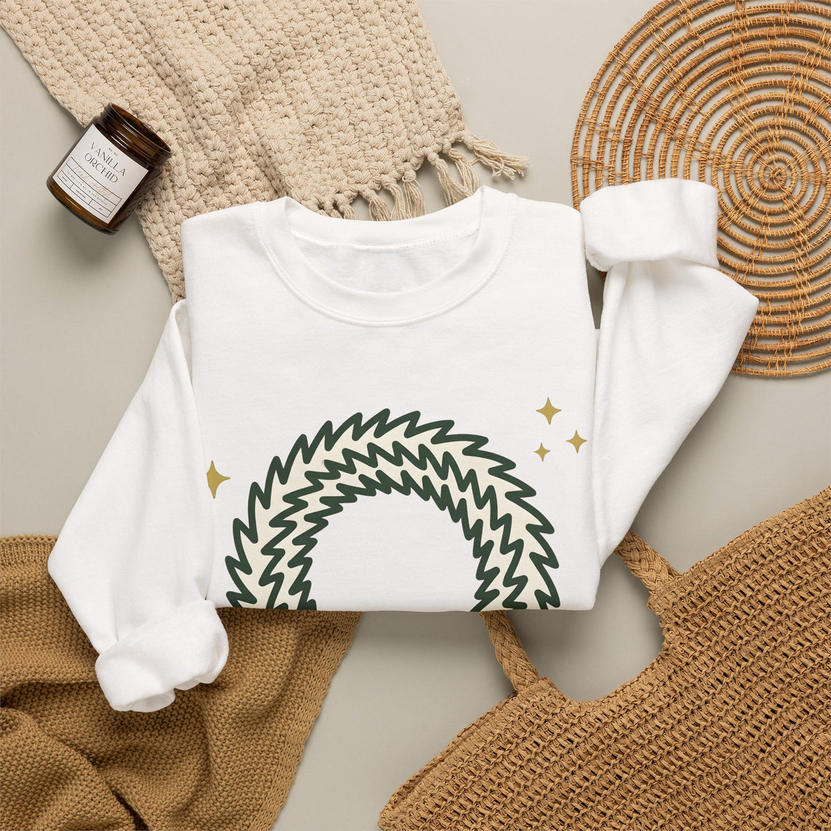 Holiday Wreath Sweatshirt Christmas Seasonal Gift Women Simple Sweatshirt Wreath Sweatshirt Xmas Fan Minimalist Sweatshirt Seasonal Graphic Sketch Red Ribbon