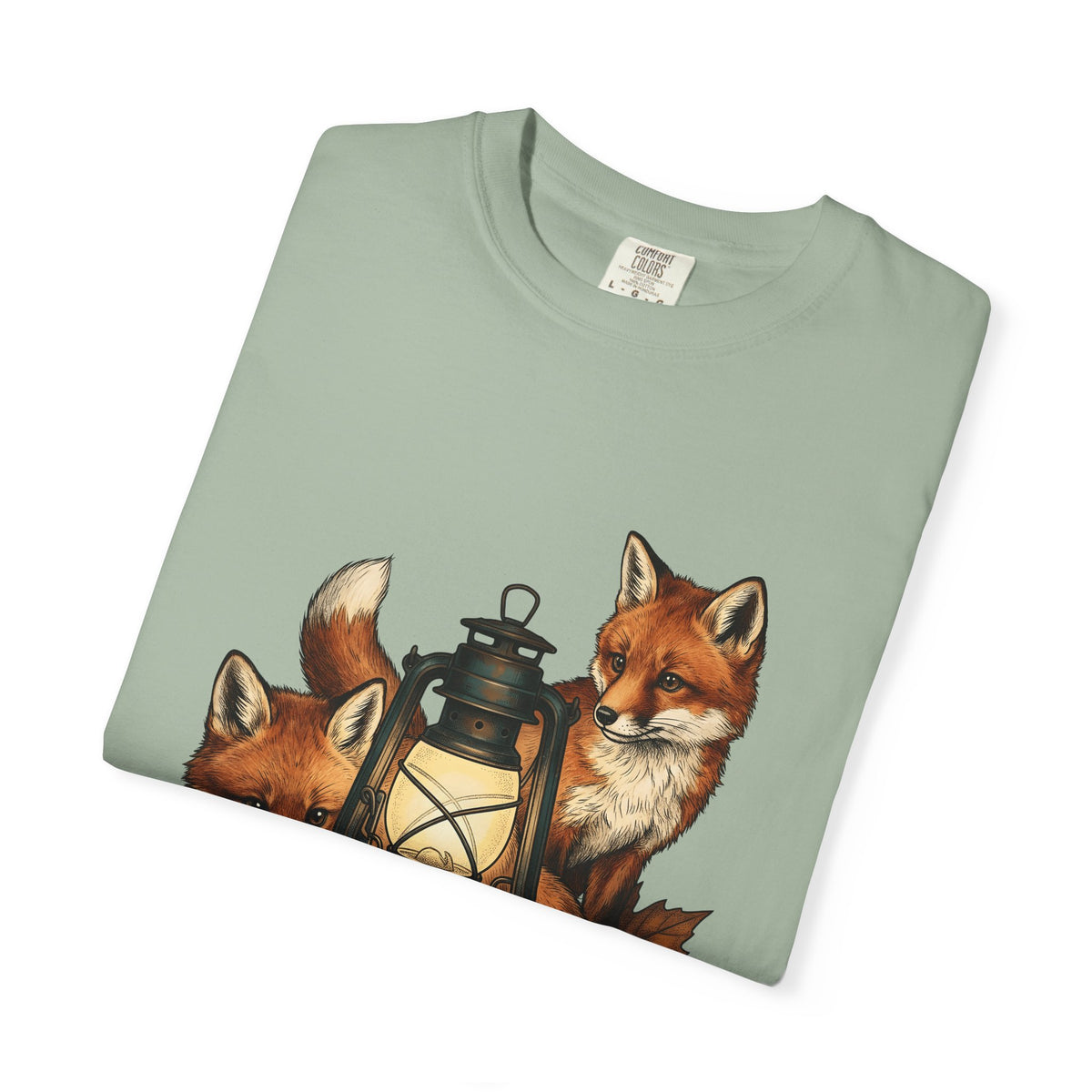Fox Light T-Shirt Halloween Nature Gift Women Hand Drawn T-Shirt Lamp T-Shirt Spooky Fan Illustrated T-Shirt Wilderness Graphic Doodle Maple Leaves