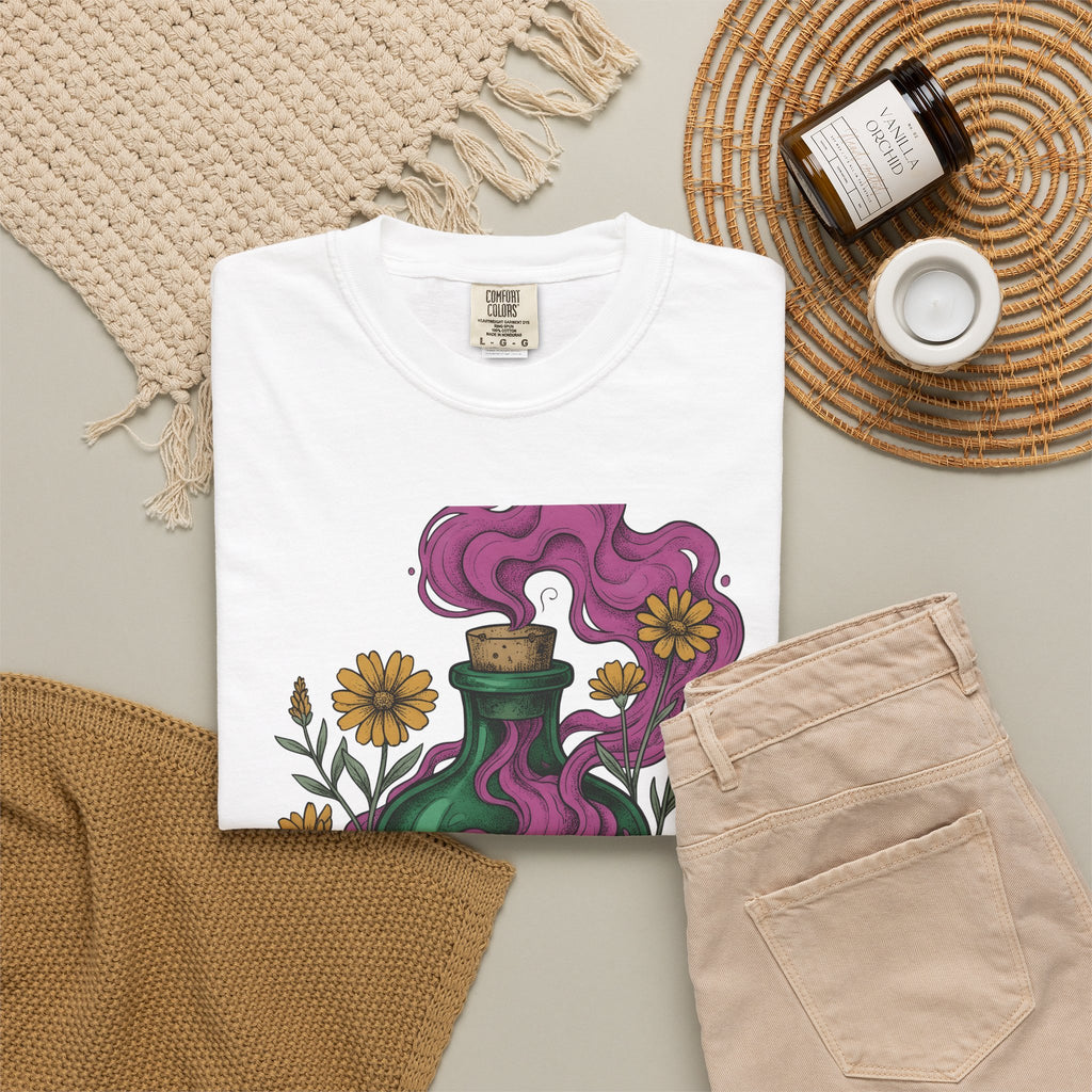 Elixir Flask T-Shirt Halloween Magic Gift Women Cartoon T-Shirt Potion Bottle T-Shirt Spooky Fan Toon T-Shirt Magical Graphic