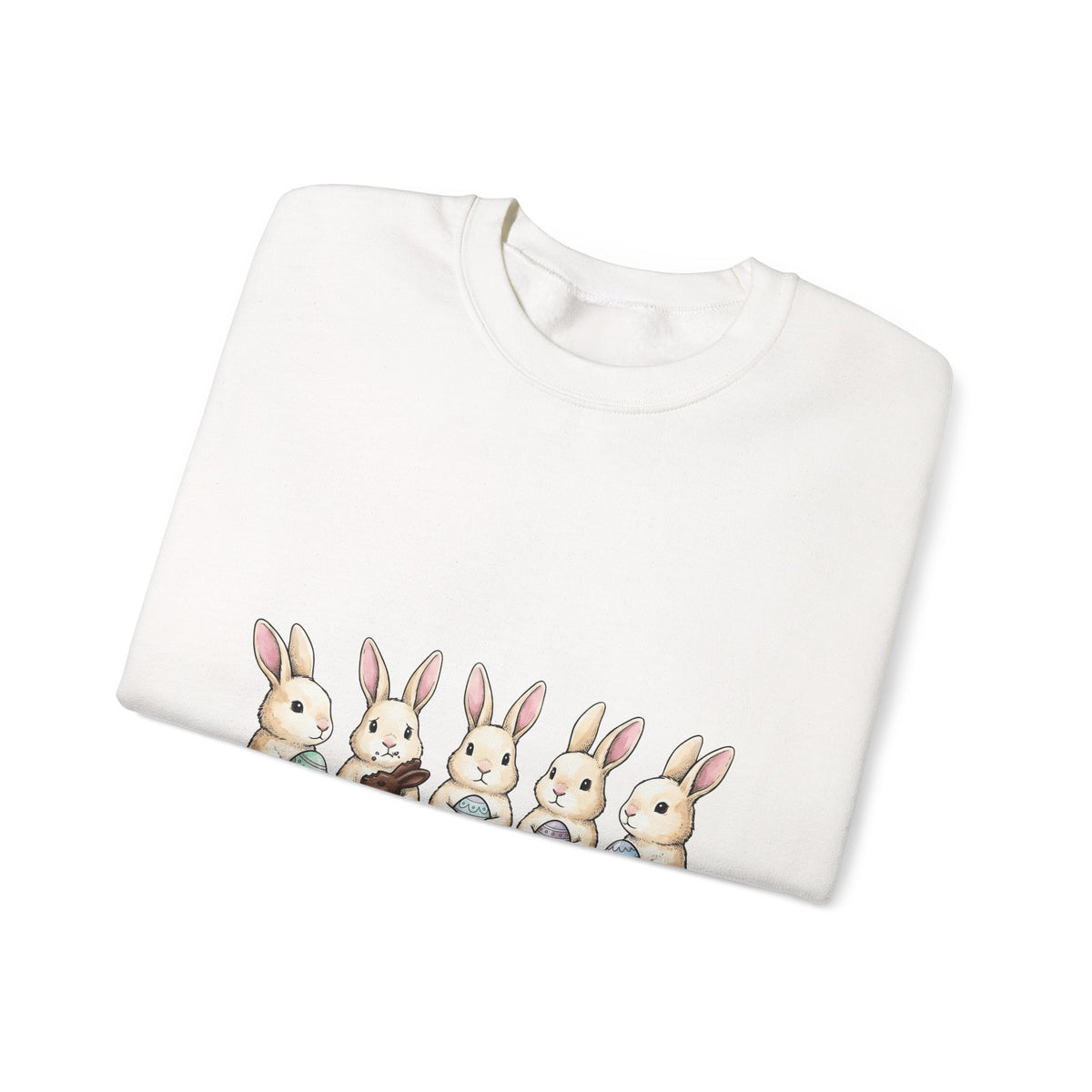 Rabbit Group Sweatshirt Easter Critters Gift Women Doodle Sweatshirt Bunny Sweatshirt Easter Fan Hare Sweatshirt Creature Graphic Minimalist Colorful Egg