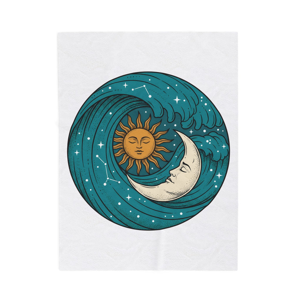 Sun Moon Sea Celestial Horoscope Gift Folk Ocean Astrology Enthusiast Bohemian Zodiac Rustic Star Blanket