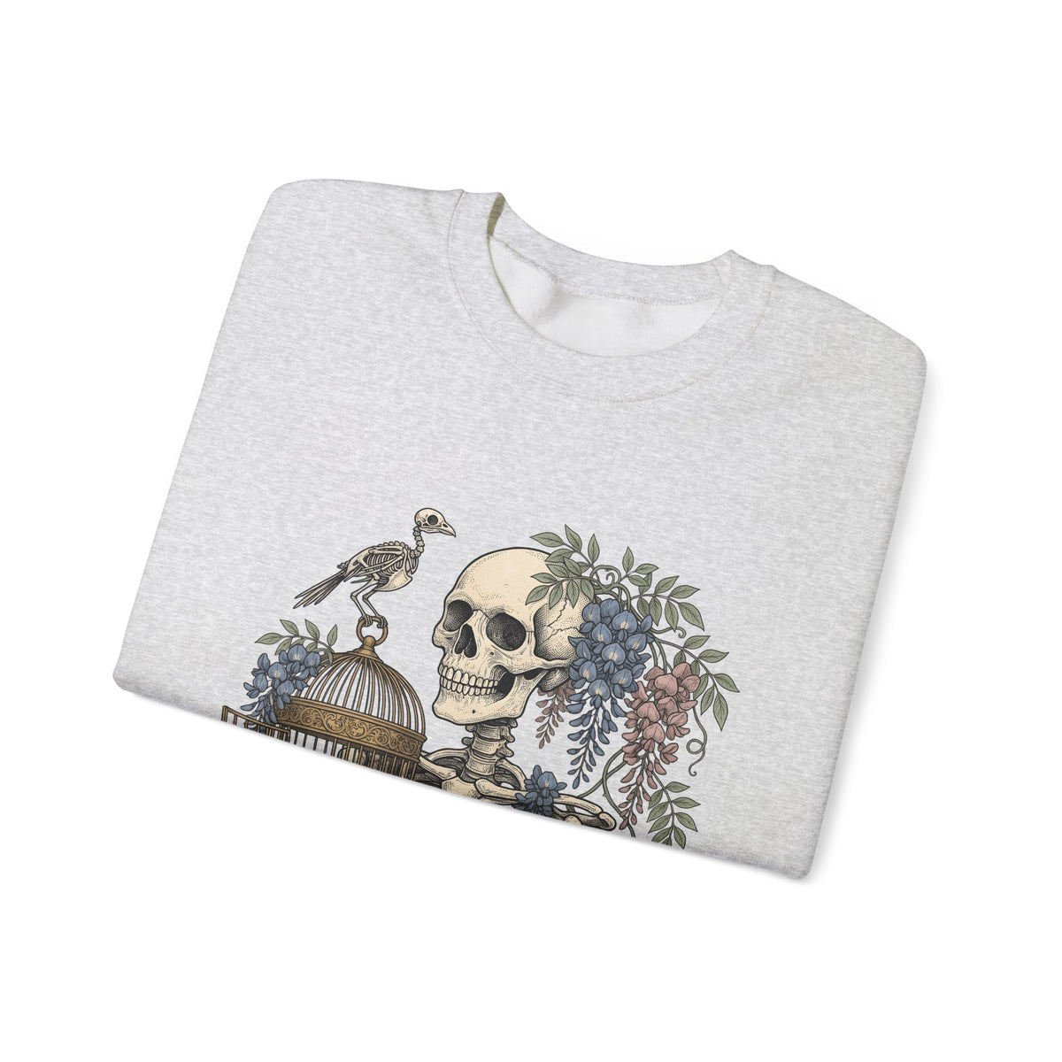 Bone Bloom Sweatshirt Halloween Dark Art Gift Women Rustic Sweatshirt Skeleton Sweatshirt Horror Fan Gothic Sweatshirt Macabre Graphic Doodle Aviary Sweatshirt