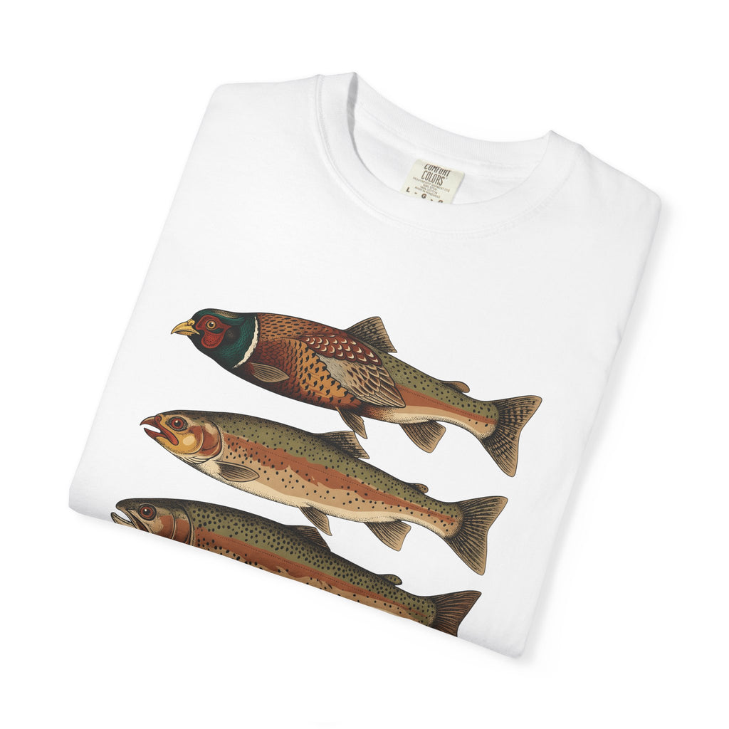 Rainbow Trout Fishing Animals Gift Retro Trout Angler Fan Vintage Wildlife Sketch Game T-Shirt