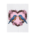 Bluebirds Heart Blanket Cute Romantic Gift Women Hand Drawn Blanket Lovebird Blanket Adorable Fan Illustrated Blanket Amorous Graphic Vintage