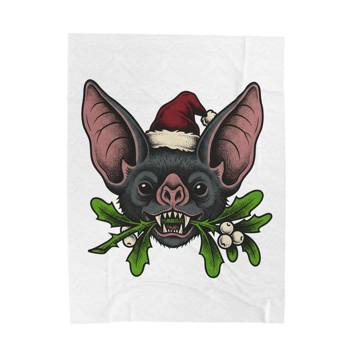 Bat Christmas Hat Blanket Christmas Alternative Gift Women Traditional Blanket Santa Hat Blanket Xmas Fan Vintage Blanket Gothic Graphic Retro